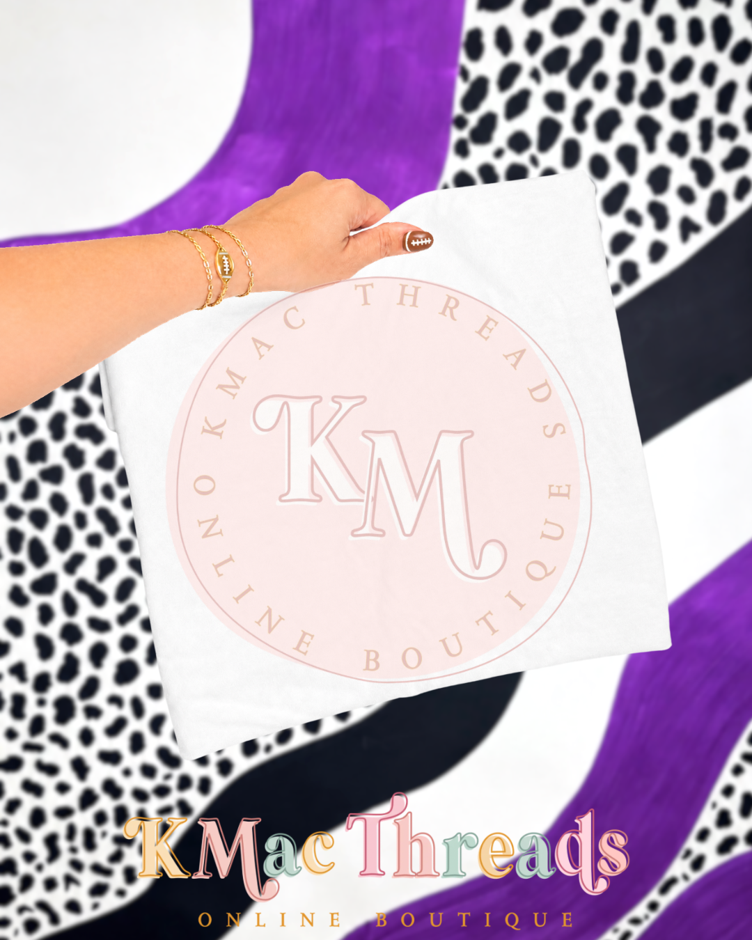 Holding White Football Purple & Black Smart Mockup