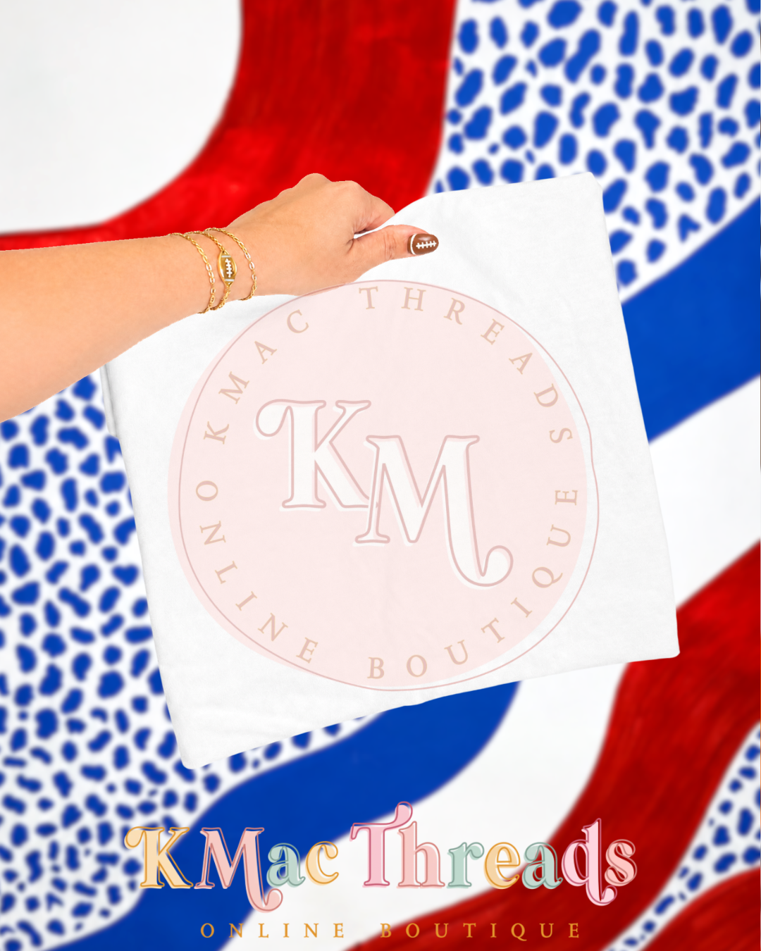 Holding White Football Red & Blue Smart Mockup