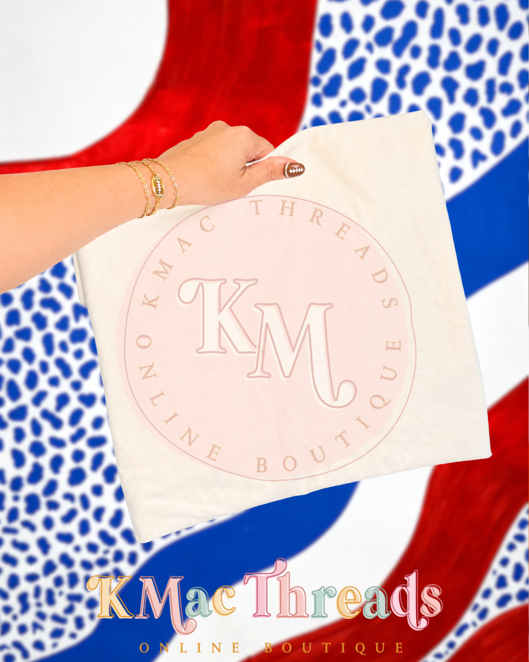 Holding Ivory Football Red & Blue Smart Mockup