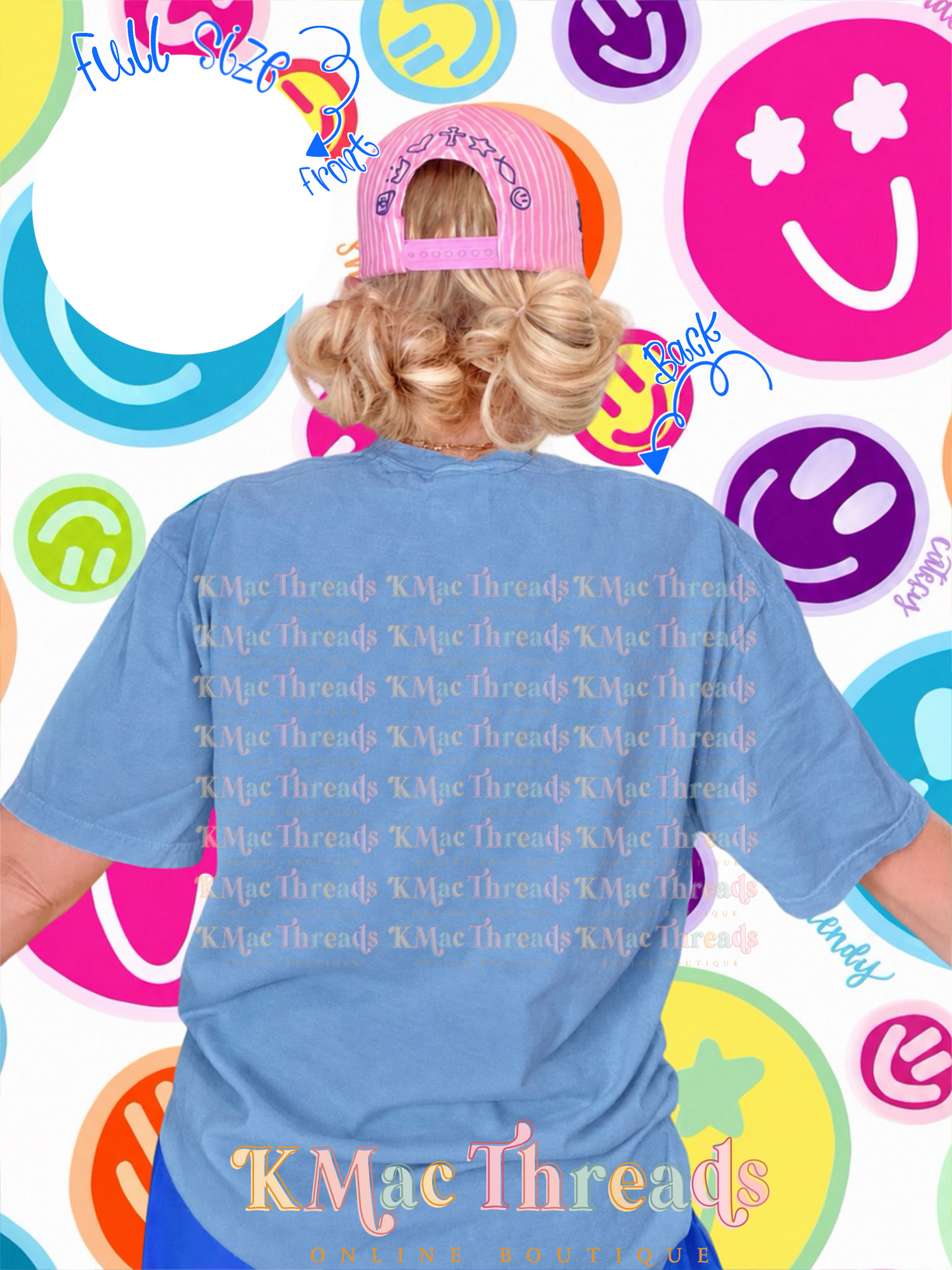 Washed Denim CC Back Smiley Mock