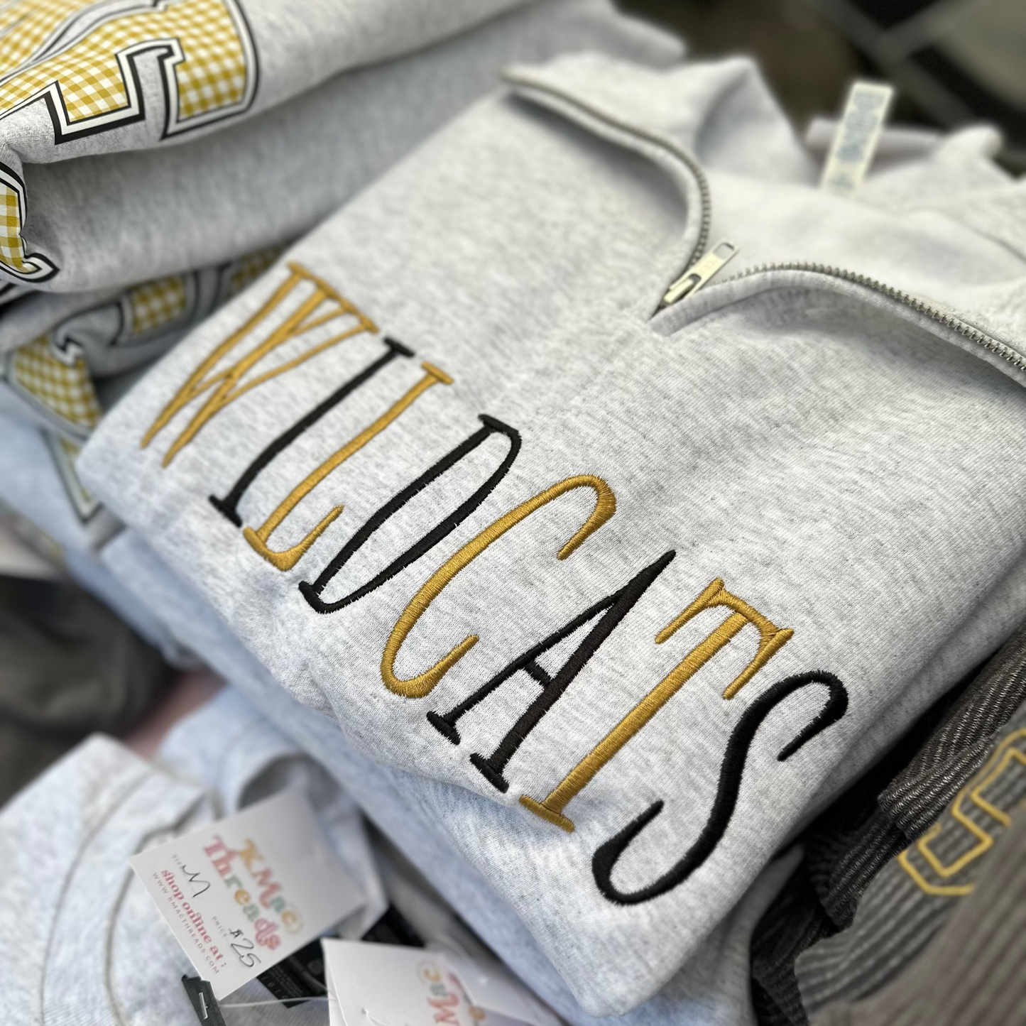 Embroidered Quarter Zip Sweatshirt: Large Multicolor Team