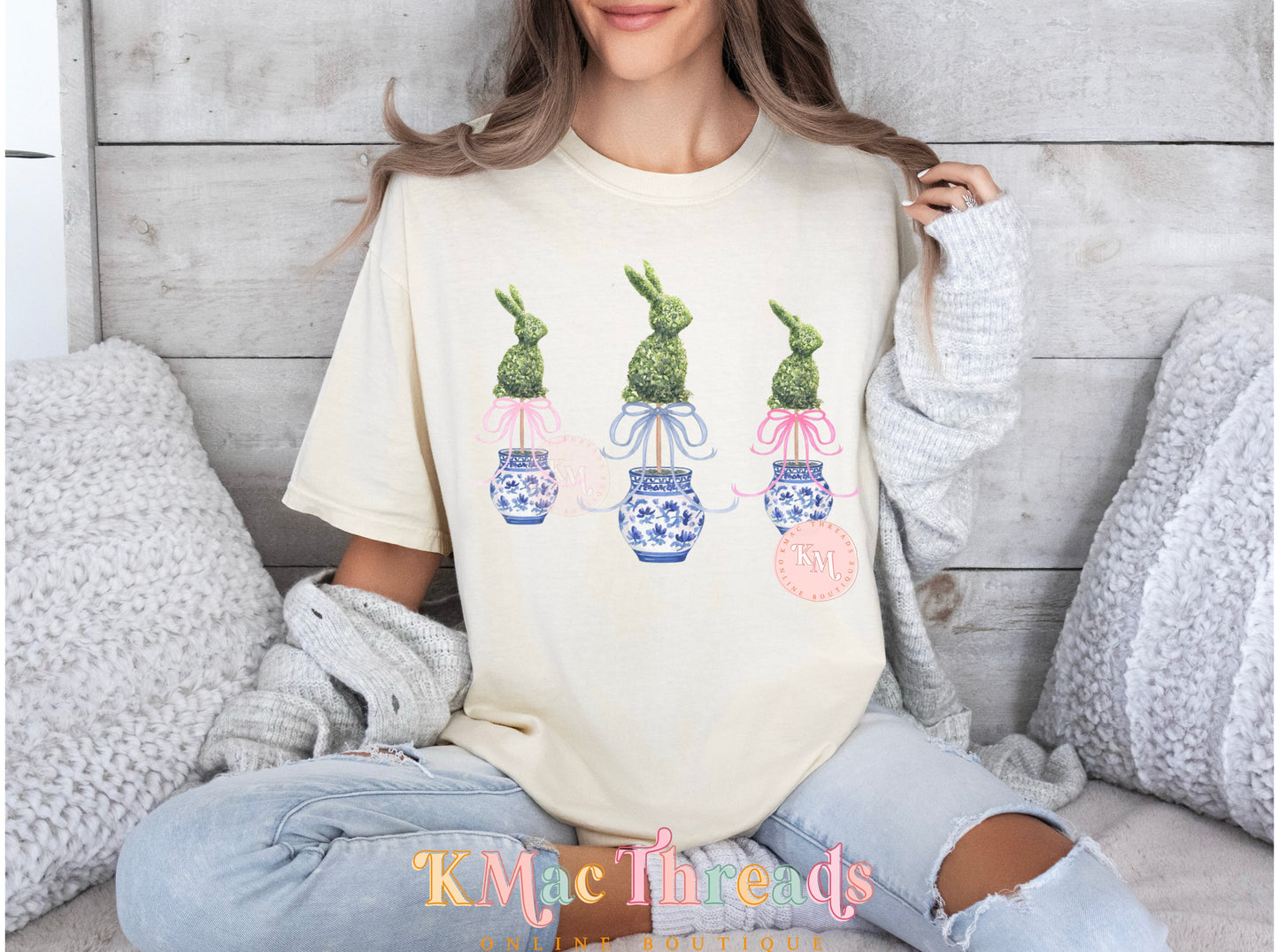 Potted Chinoiserie Bunnies