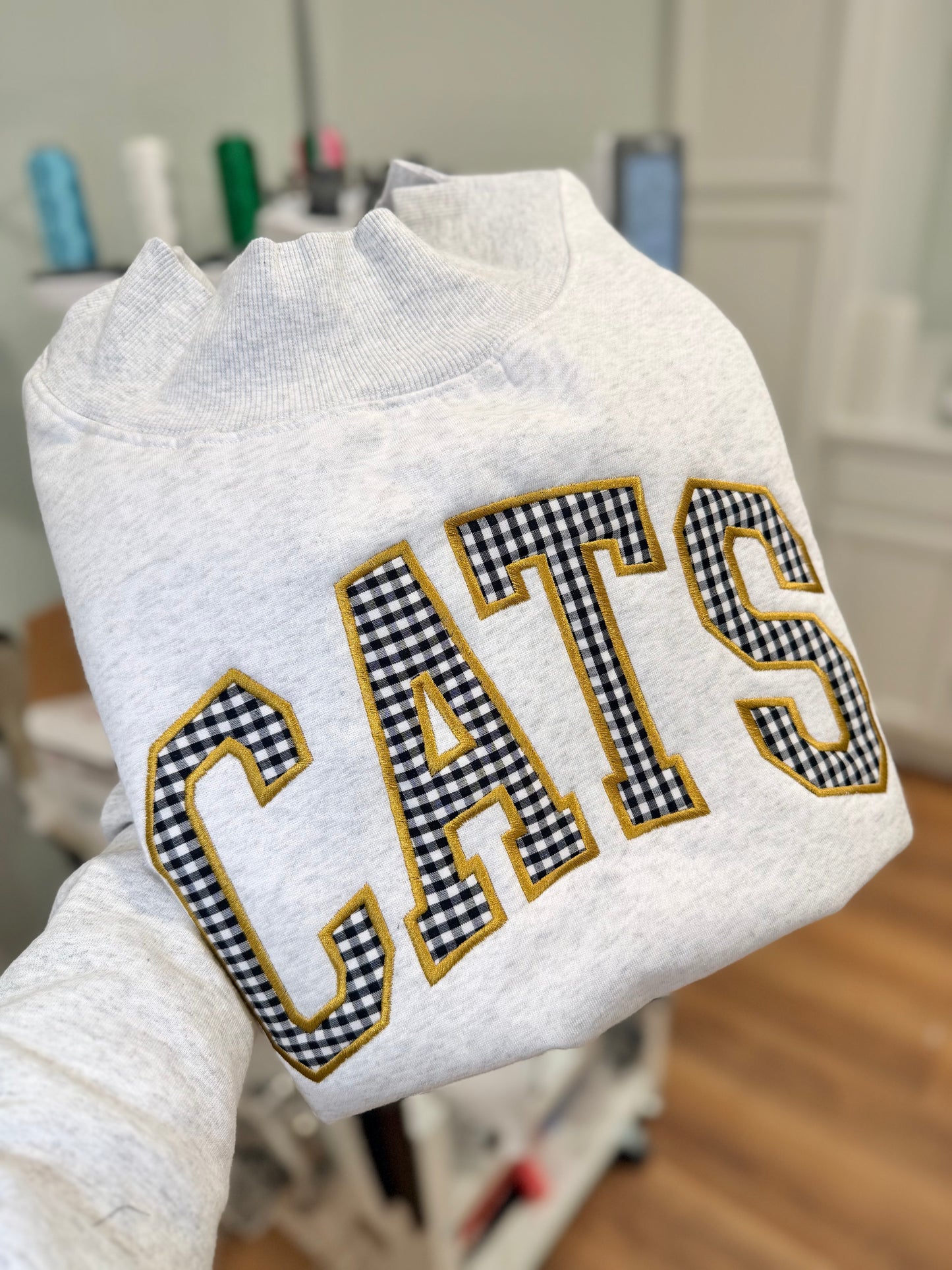 Cats Appliqué Mockneck