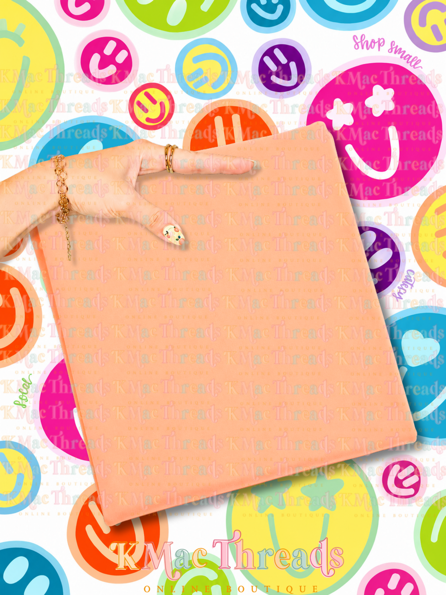 Holding Neon Cantaloupe Comfort Color Smiley Mockup