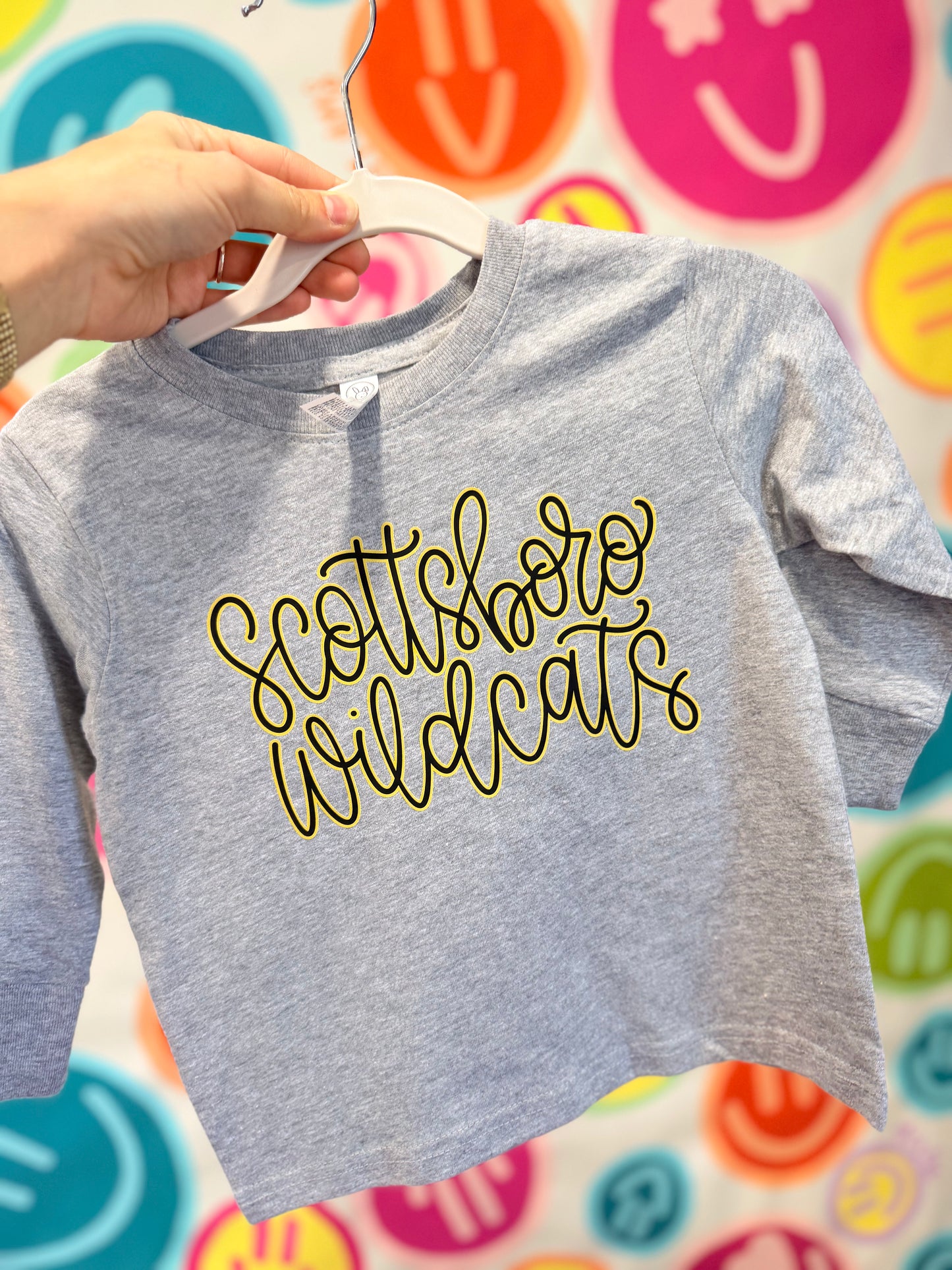 Gray Scottsboro Wildcats Script Kids Longsleeve