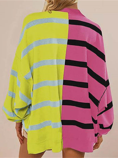 Striped Round Neck Long Sleeve Sweater