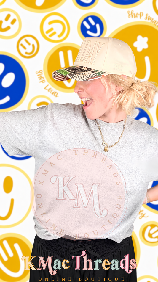 Ash Gray Gildan Football Blue & Gold Smiley Story Mock