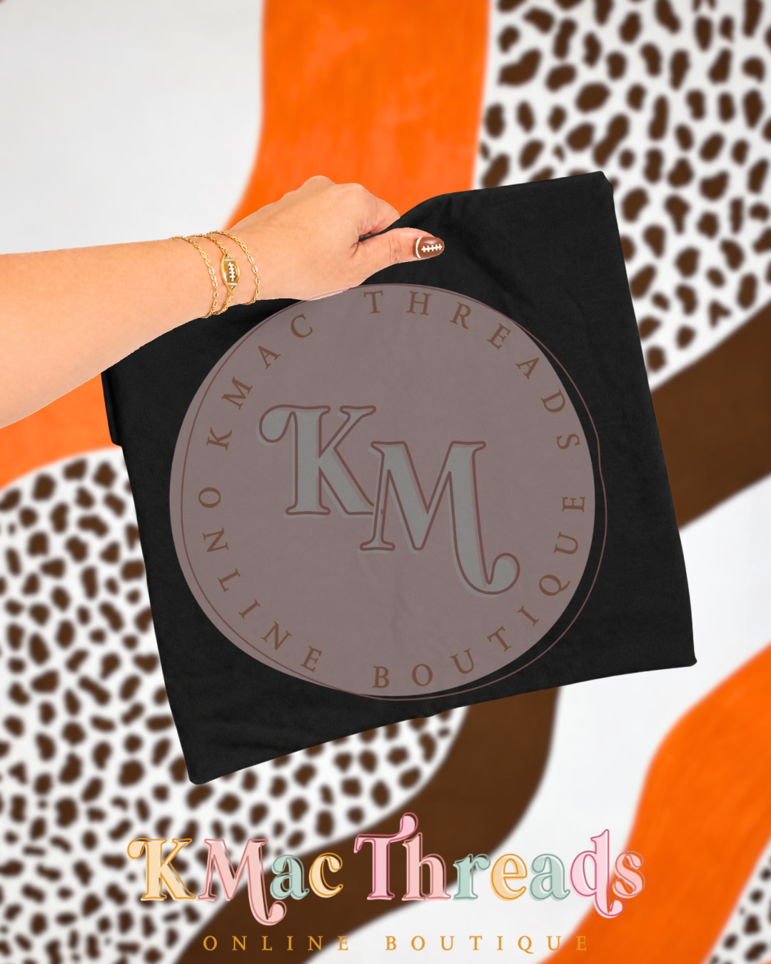 Holding Black Football Orange & Brown Smart Mockup