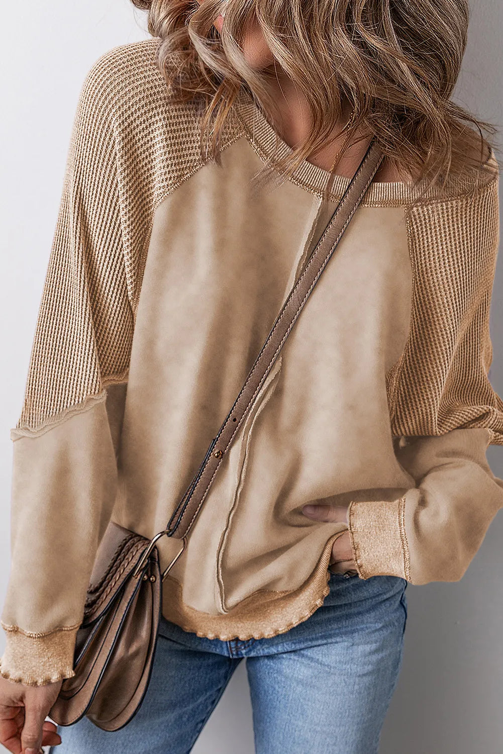 Exposed Seam Long Sleeve Sweatshirt