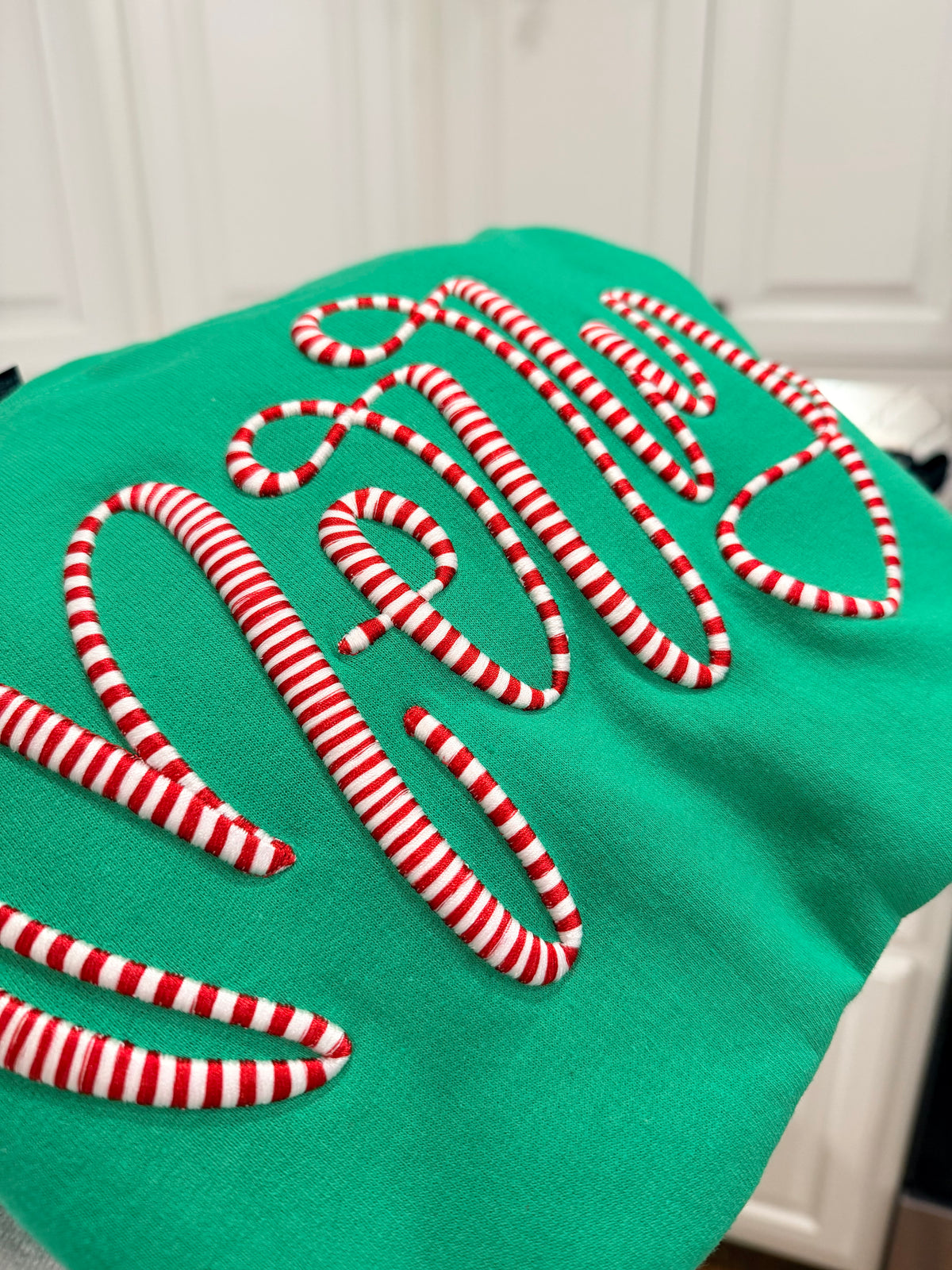 3D Puff Embroidery Striped Merry