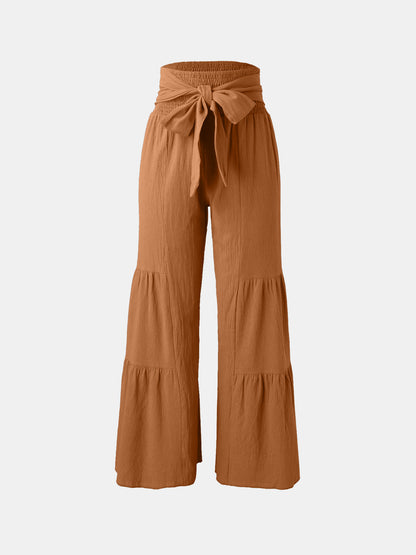 Tied Ruched Wide Leg Pants