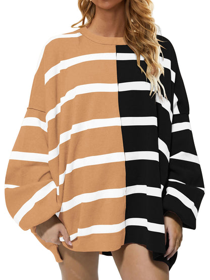 Striped Round Neck Long Sleeve Sweater