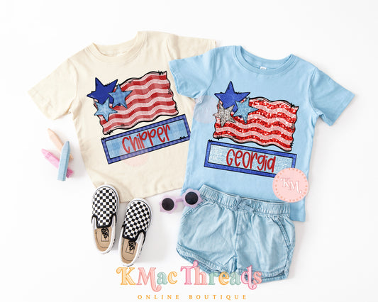 Boy/Girl Flag Name Tag