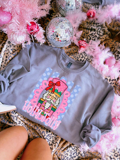 Pink Holly Jolly Nutcracker Frame