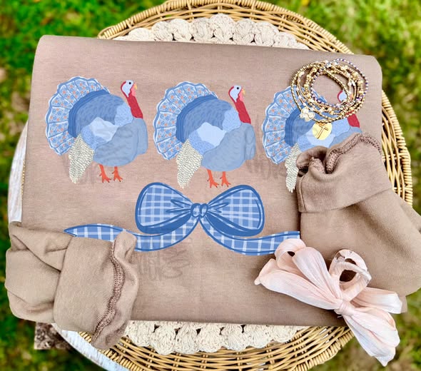 Blue Turkey Bow