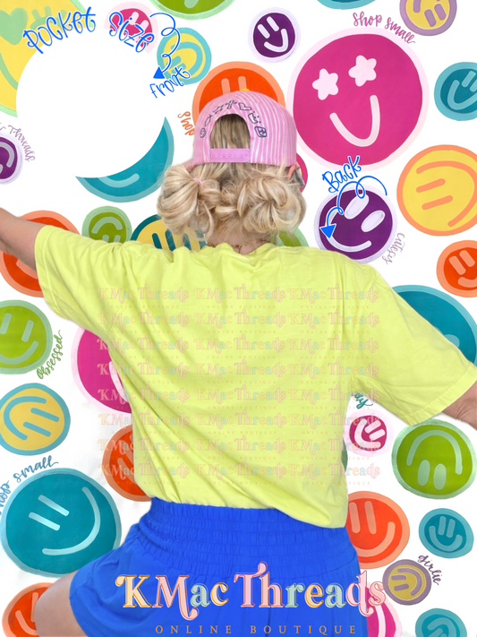 Neon Lemon CC Back Smiley Mock