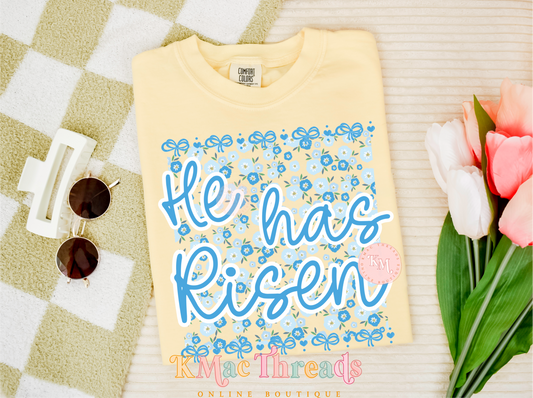 He Has Risen Blue Bow