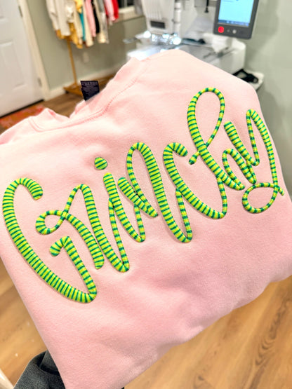 3D Puff Embroidery Striped Grinchy