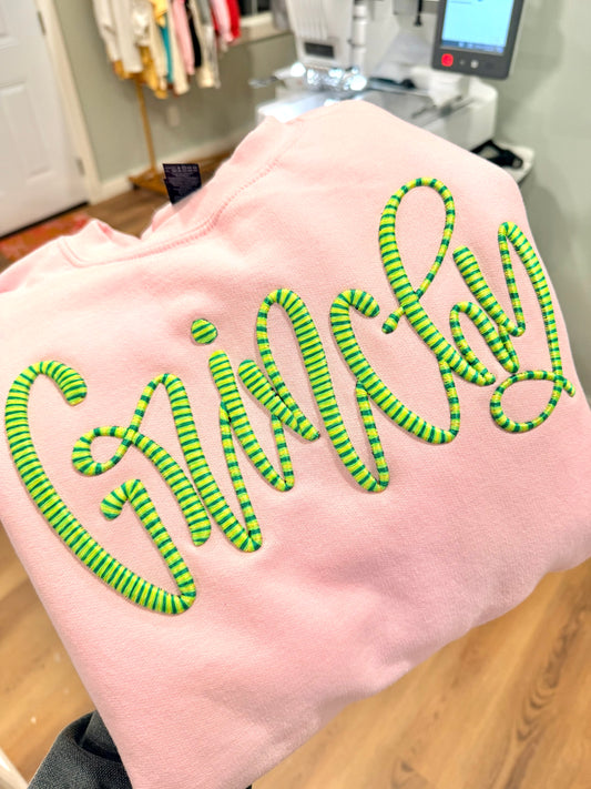 3D Puff Embroidery Striped Grinchy
