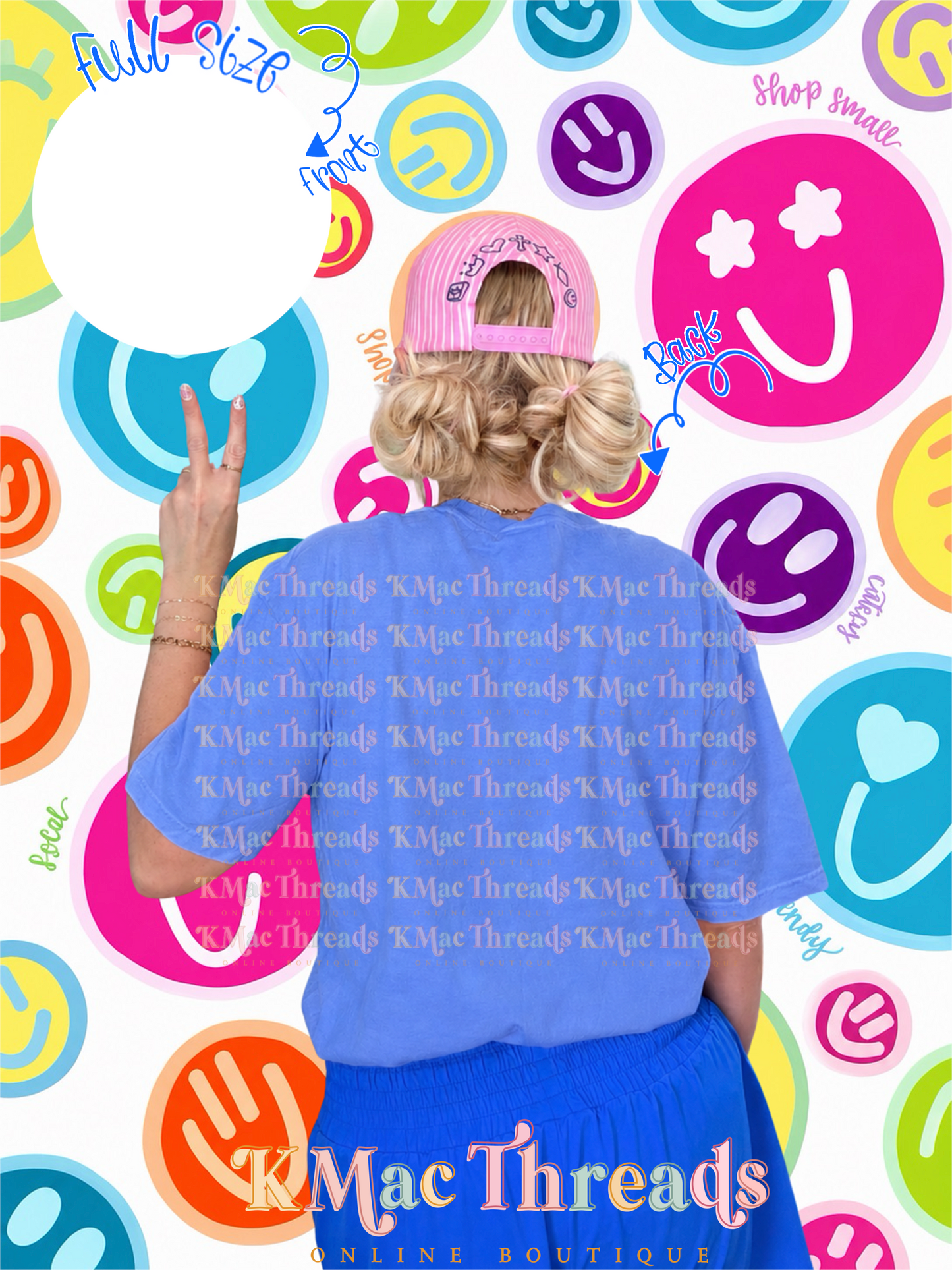 Flo Blue CC Back Smiley Mock