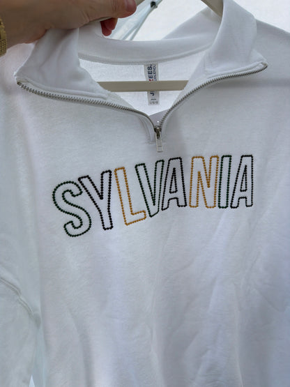 Embroidered Quarter Zip Sweatshirt: Large Multicolor Team