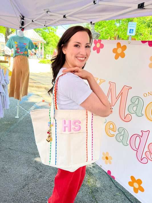 RicRac Edge Embroidered Canvas Bag