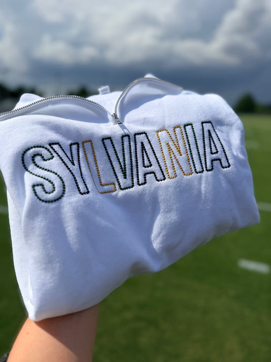 Embroidered Quarter Zip Sweatshirt: Large Multicolor Team