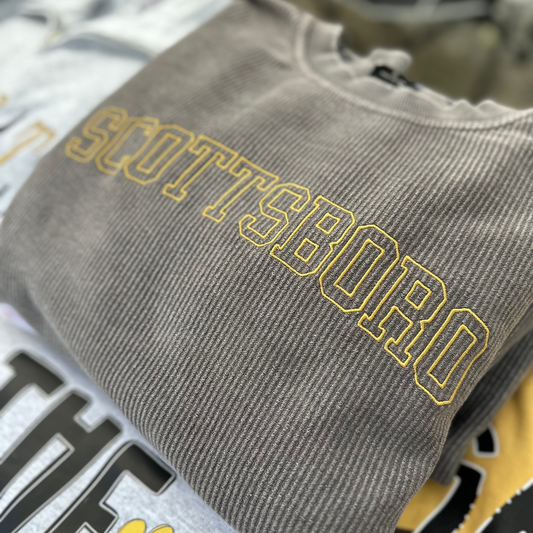 Embroidered Corded Crew Sweatshirt