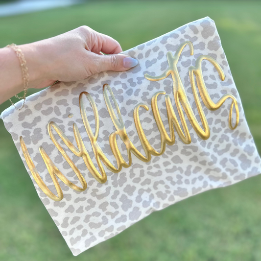 Foil Puff Design on Leopard Tee