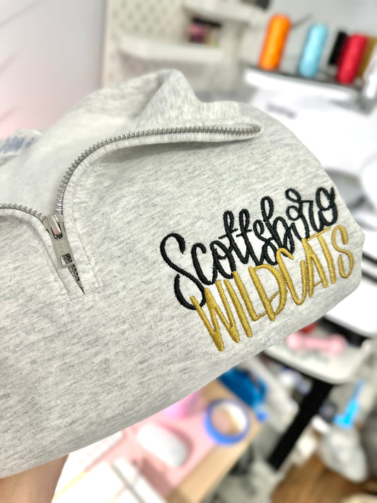 Embroidered Quarter Zip Sweatshirt