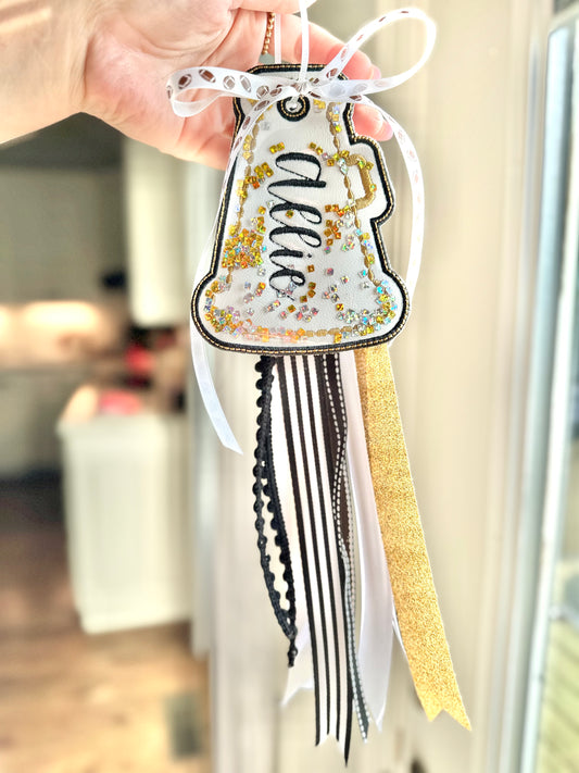 Shaker Bag Tag With Ribbon Tassels