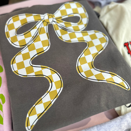 Gold Checkered Bow