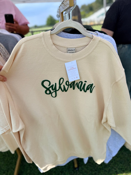 Embroidered Corded Crew Sweatshirt