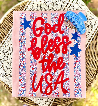 God Bless The USA Floral Stripe