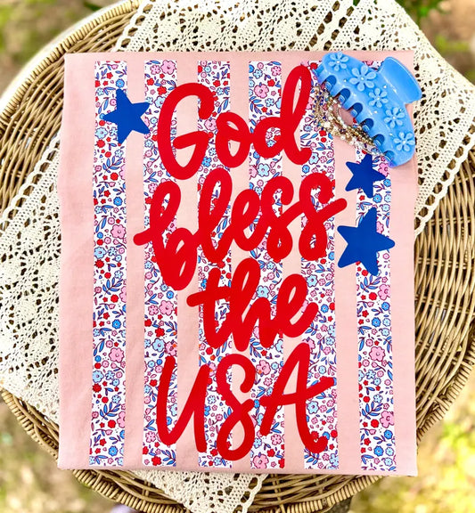 God Bless The USA Floral Stripe