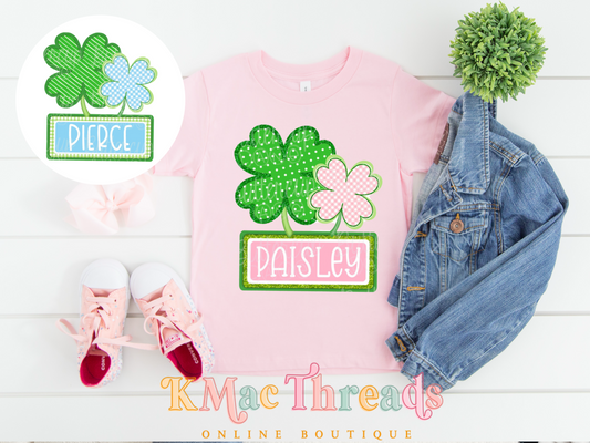 Pink or Blue Clover Name Plate
