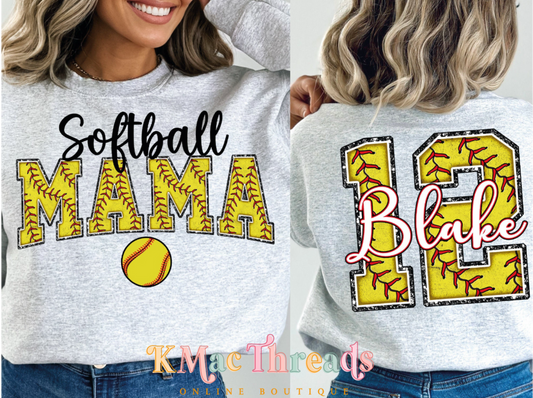 Softball Mama With Number