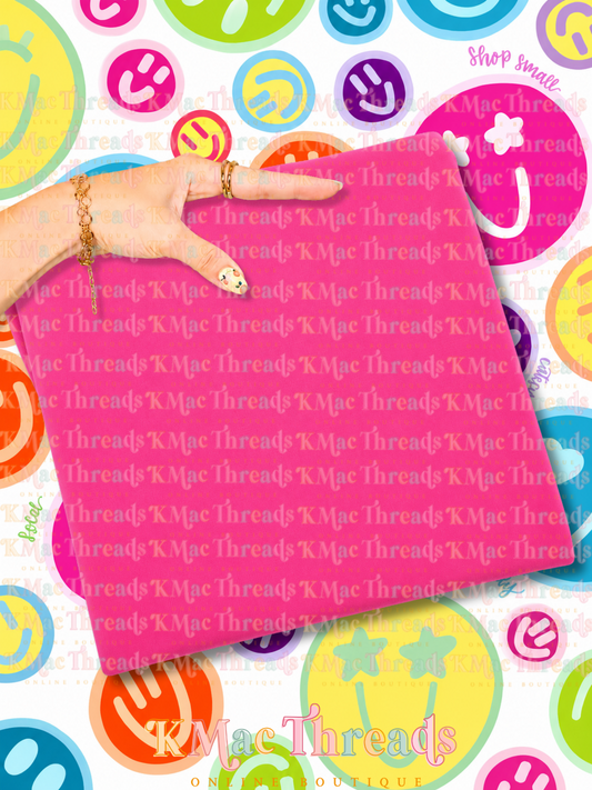 Holding Neon Pink Comfort Color Smiley Mockup