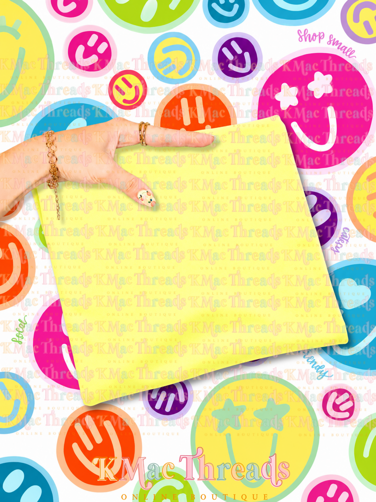 Holding Neon Lemon Comfort Color Smiley Mockup