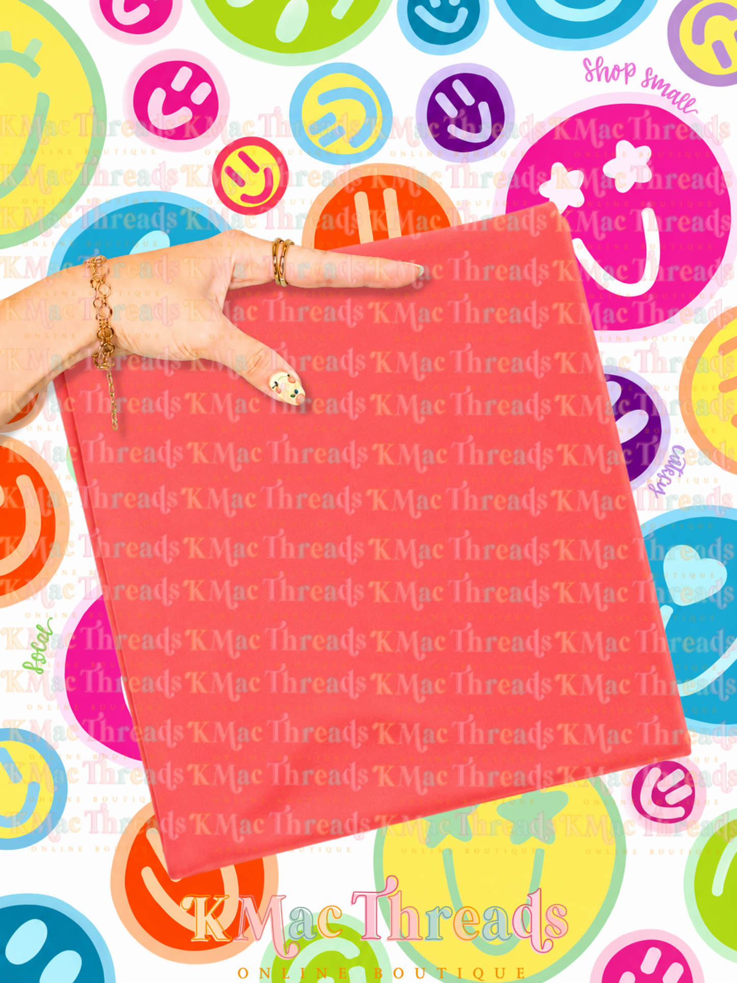 Holding Neon Red Orange Comfort Color Smiley Mockup