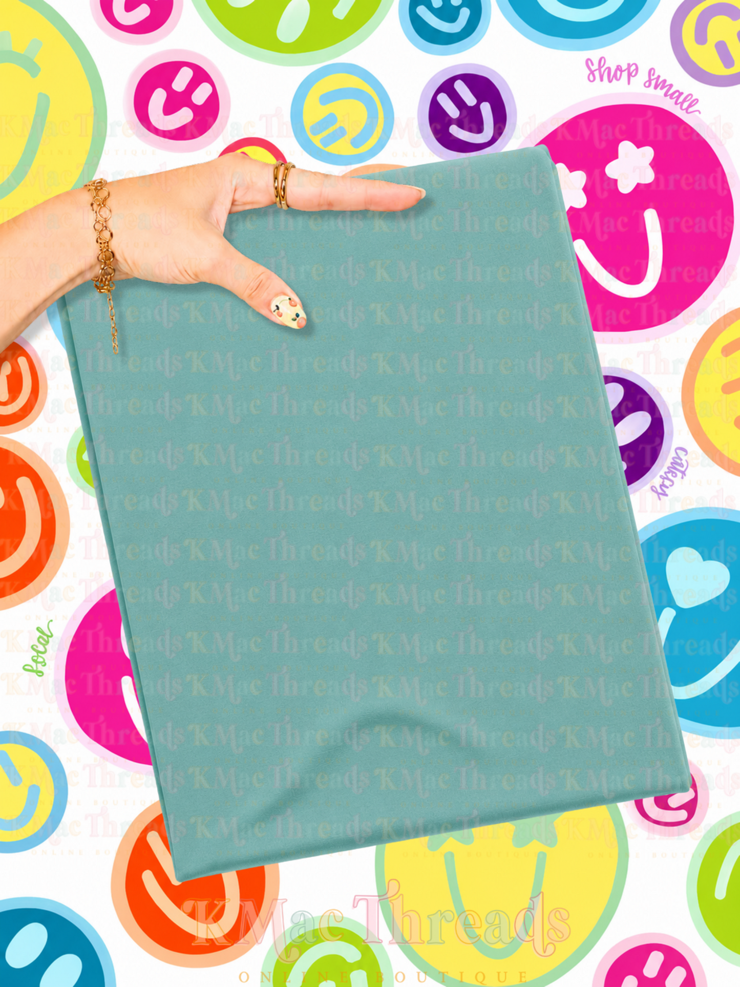 Holding Seafoam Comfort Color Smiley Mockup