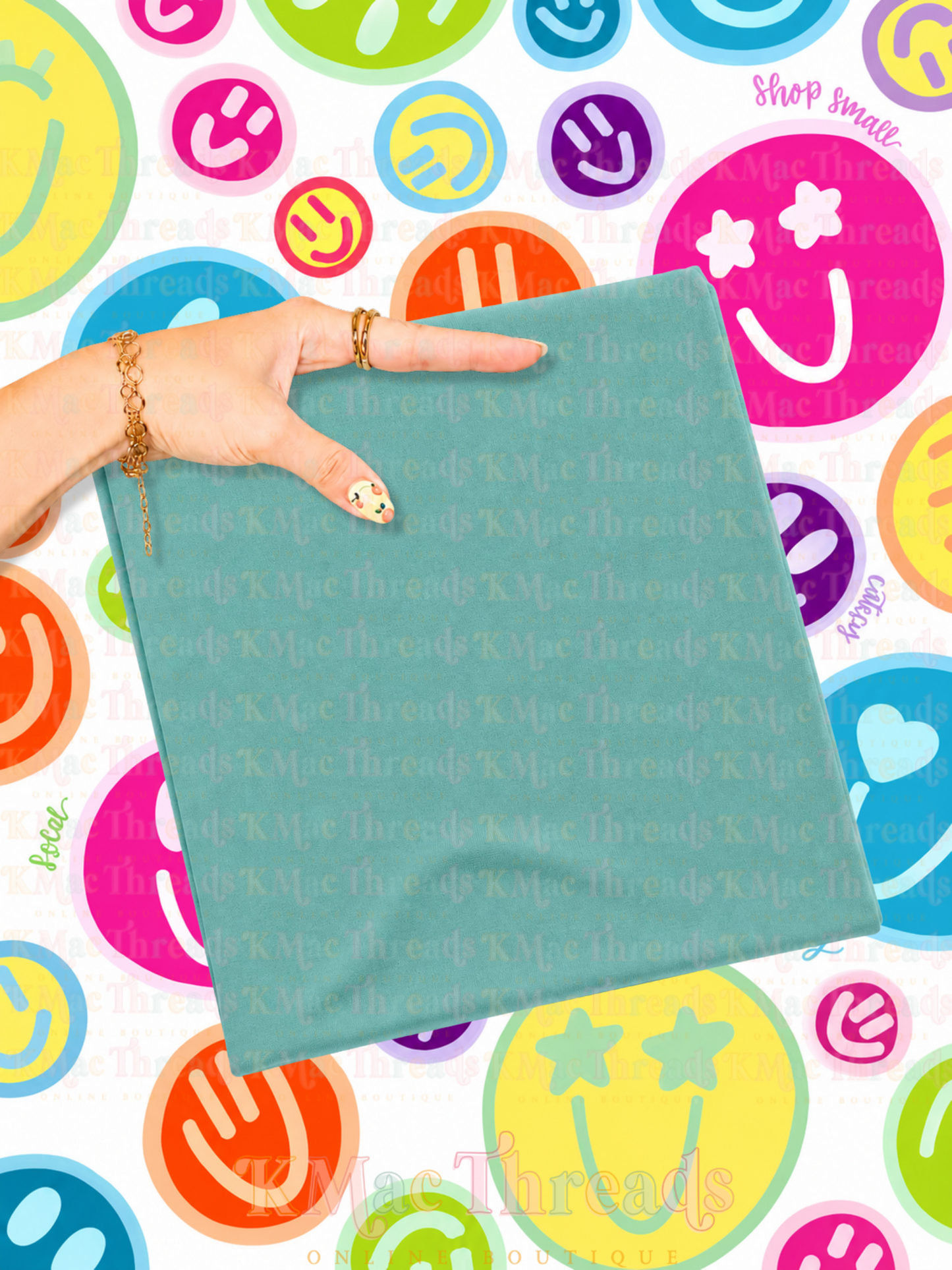 Holding Seafoam Comfort Color Smiley Mockup
