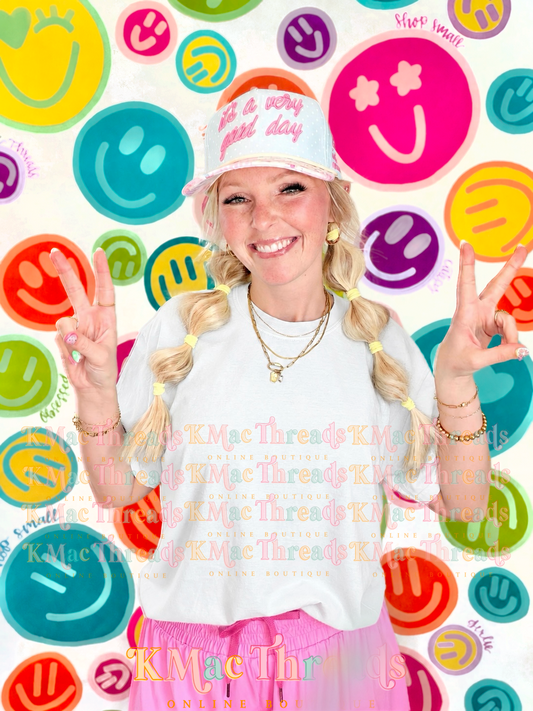 White CC Smiley Mock
