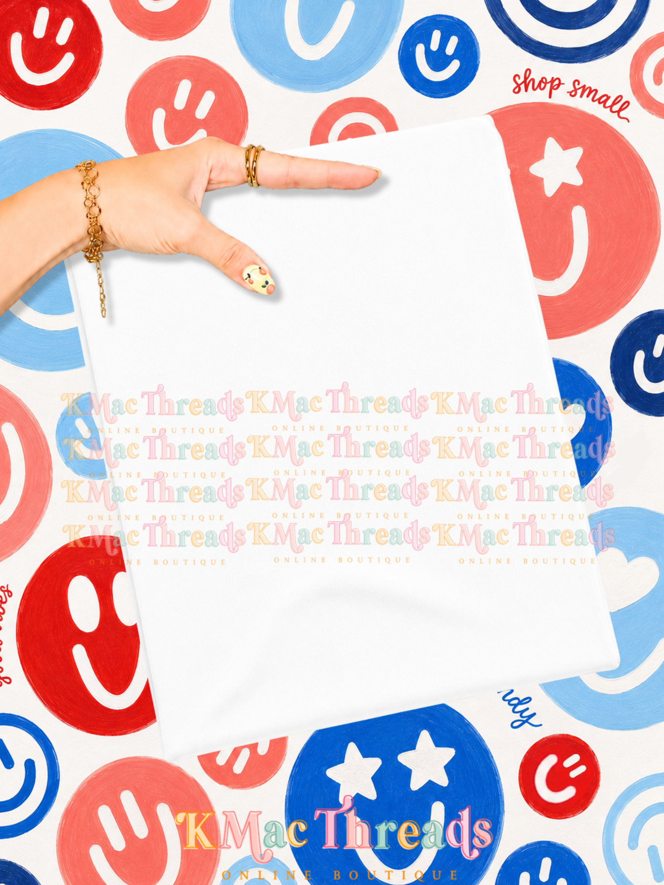 Holding White America Comfort Color Smiley Mockup