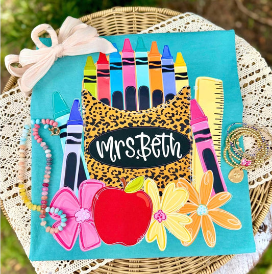 Floral Crayon Personalized Box