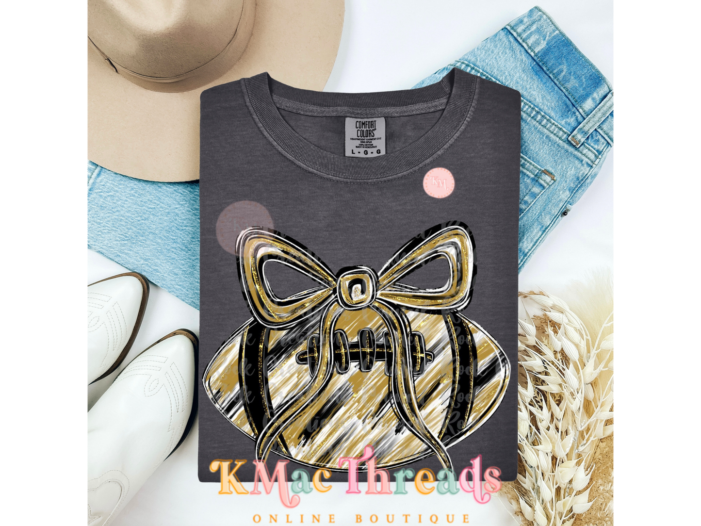 Watercolor Gold and Black Football