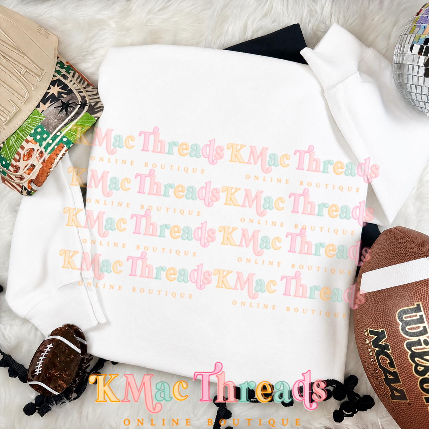 White Sweatshirt Football Flatlay Mockup