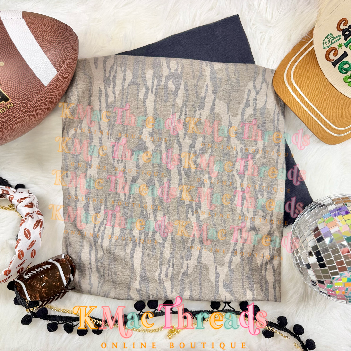 Mossy Oak Camo Football Flatlay Mockup