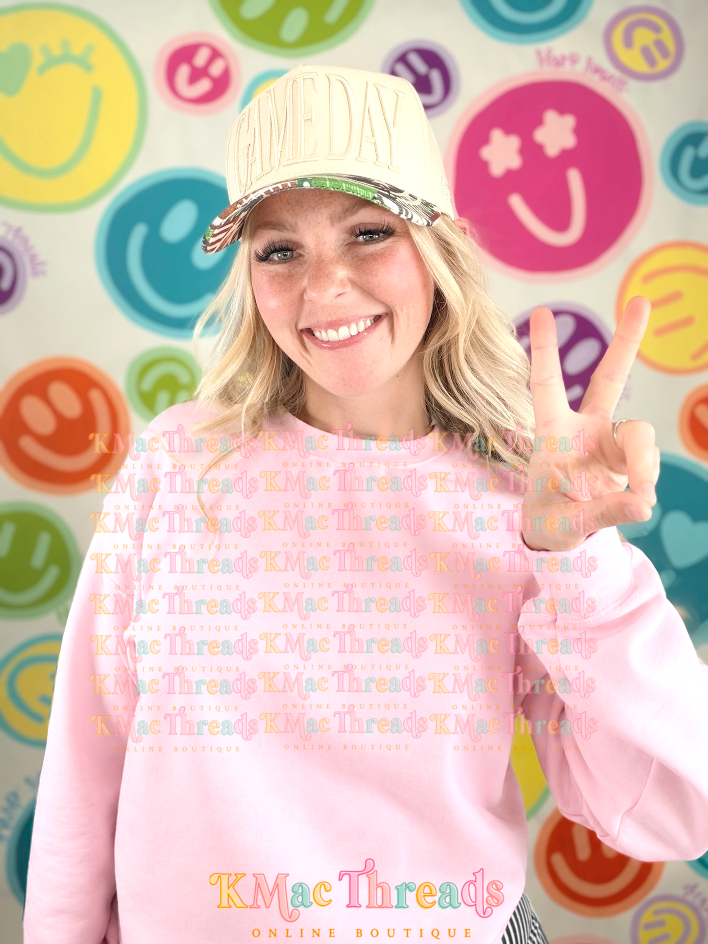 Light Pink Gildan Sweatshirt Football Mockup