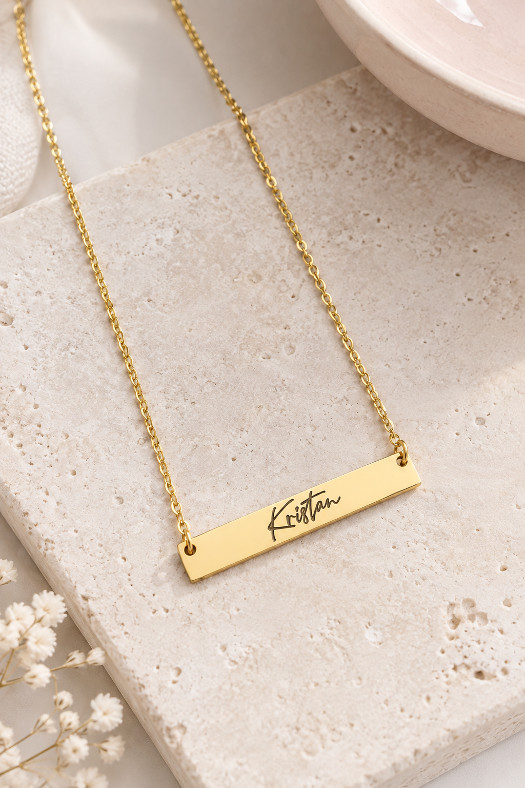 Engraved Bar Necklace